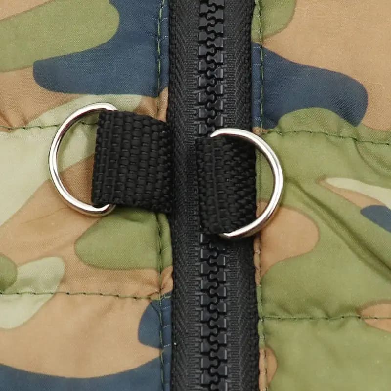anneau d ring manteau chien camouflage militaire fermeture eclair
