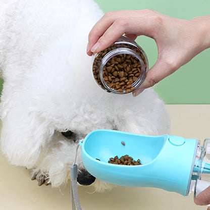 bichon frise table gourde pour chien 2-en-1 bleu clair compartiment croquettes nourriture