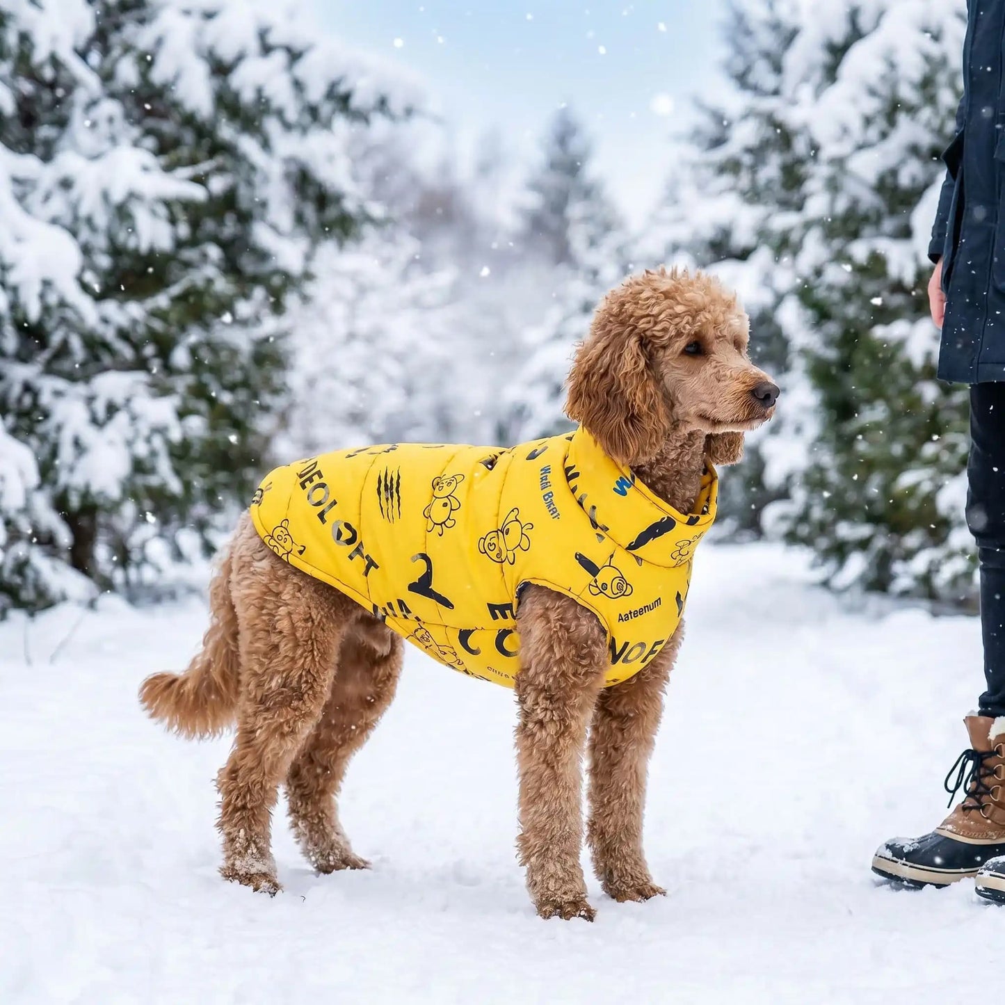 caniche manteau chien impermeable hiver jaune neige