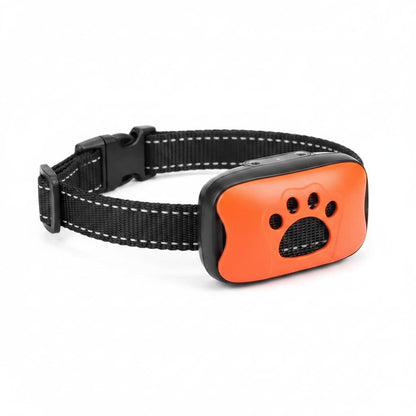 collier anti aboiement a ultrasons orange fond blanc
