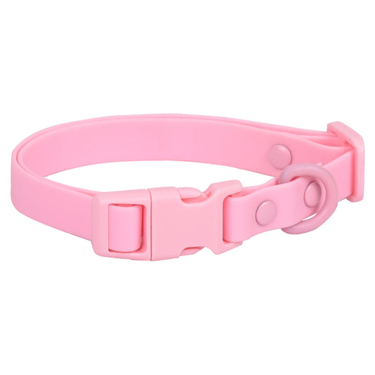 collier chien impermeable rose pvc fond blanc