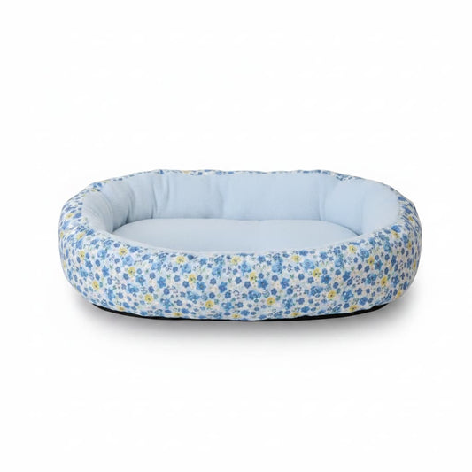 coussin pour chien donut floral bleu fond blanc