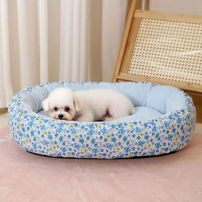 coussin pour chien floral bleu bichon