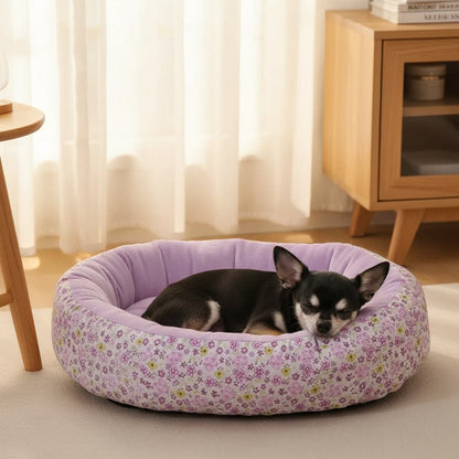 coussin pour chien floral mauve chihuahua noir