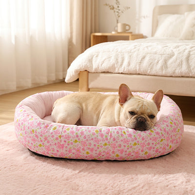 coussin pour chien floral rose bouledogue francais