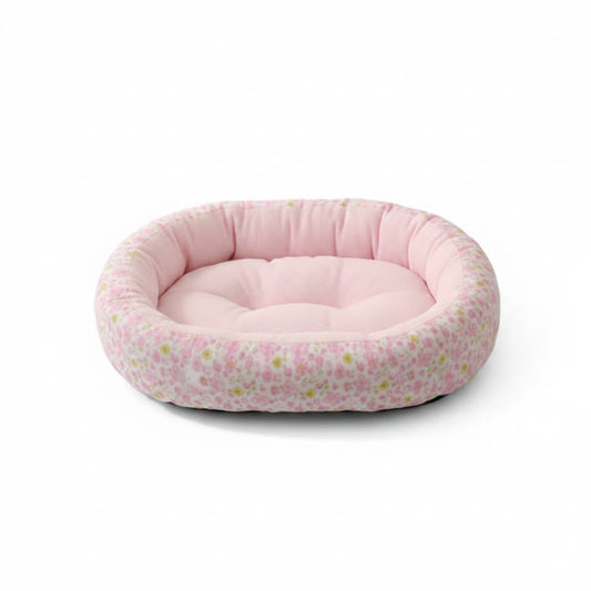 coussin pour chien floral rose fond blanc
