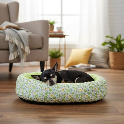 coussin pour chien floral vert chihuahua noir