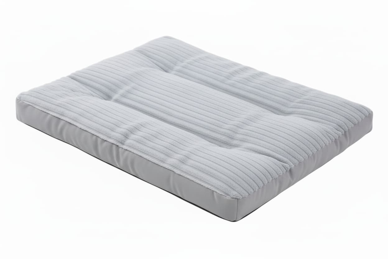 coussin pour chien gris fond blanc velours cotele