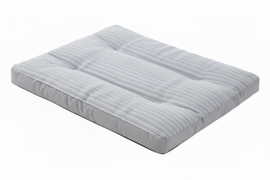 coussin pour chien gris fond blanc velours cotele
