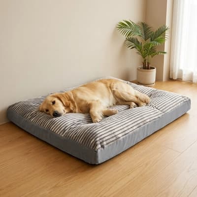 coussin pour chien gris golden retriever salon