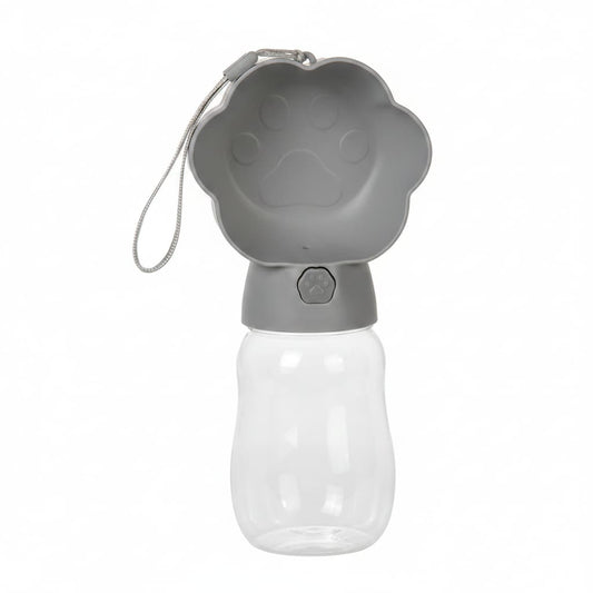 gourde chien 380ml gris couvercle bol