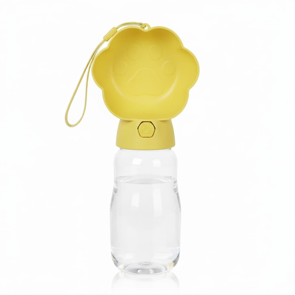 gourde chien 530ml jaune fond blanc