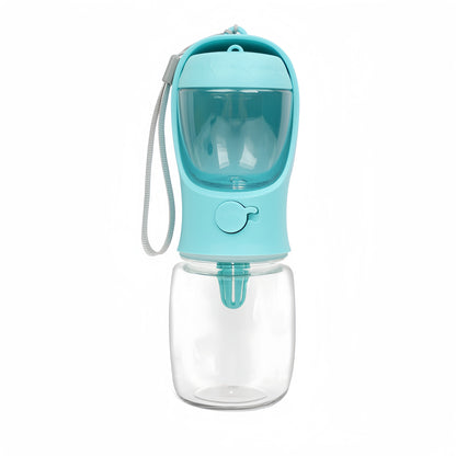 gourde pour chien 2 en 1 bleu clair fond blanc