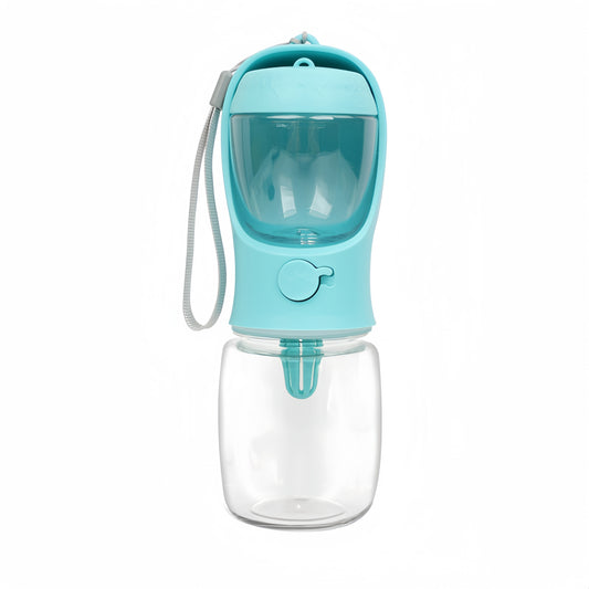 gourde pour chien 2 en 1 bleu clair fond blanc