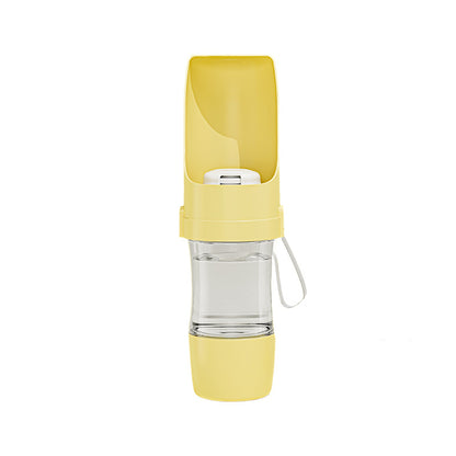 gourde pour chien 2 en 1 jaune bol pliable fond blanc