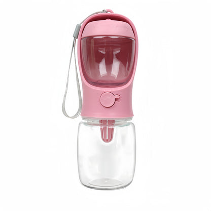 gourde pour chien 2 en 1 rose fond blanc