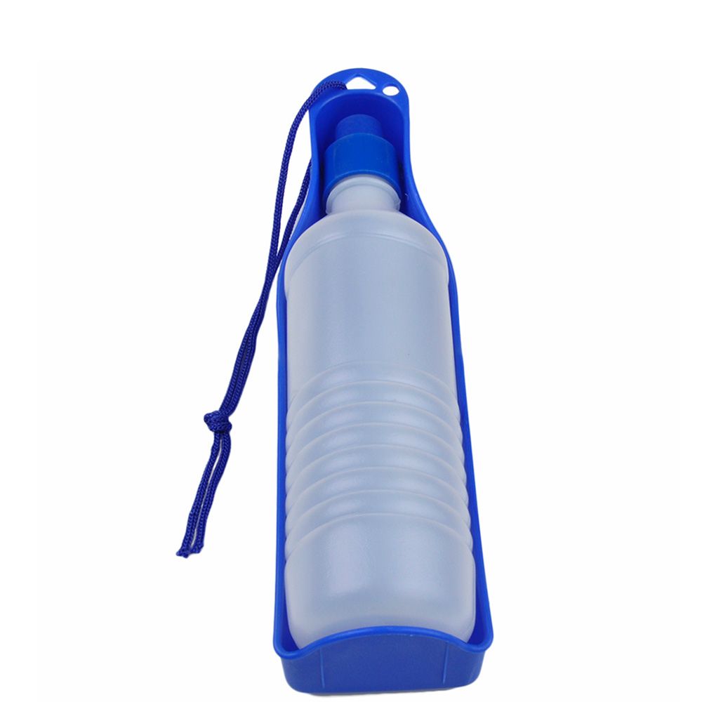 gourde pour chien portable anti fuite bleu fond blanc