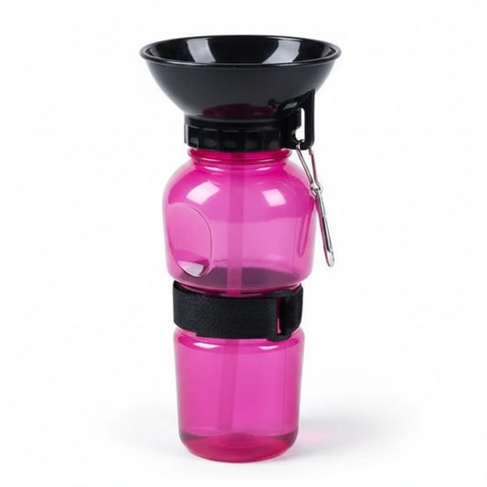 gourde pour chien portable bol haut rose fuchsia fond blanc