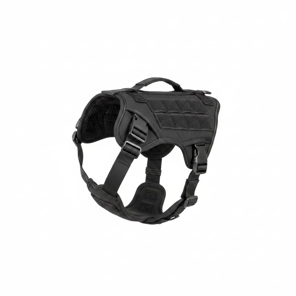 harnais chien noir fond blanc
