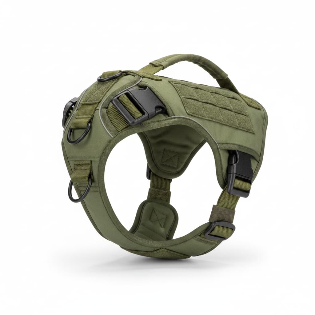 harnais chien vert armee fond blanc