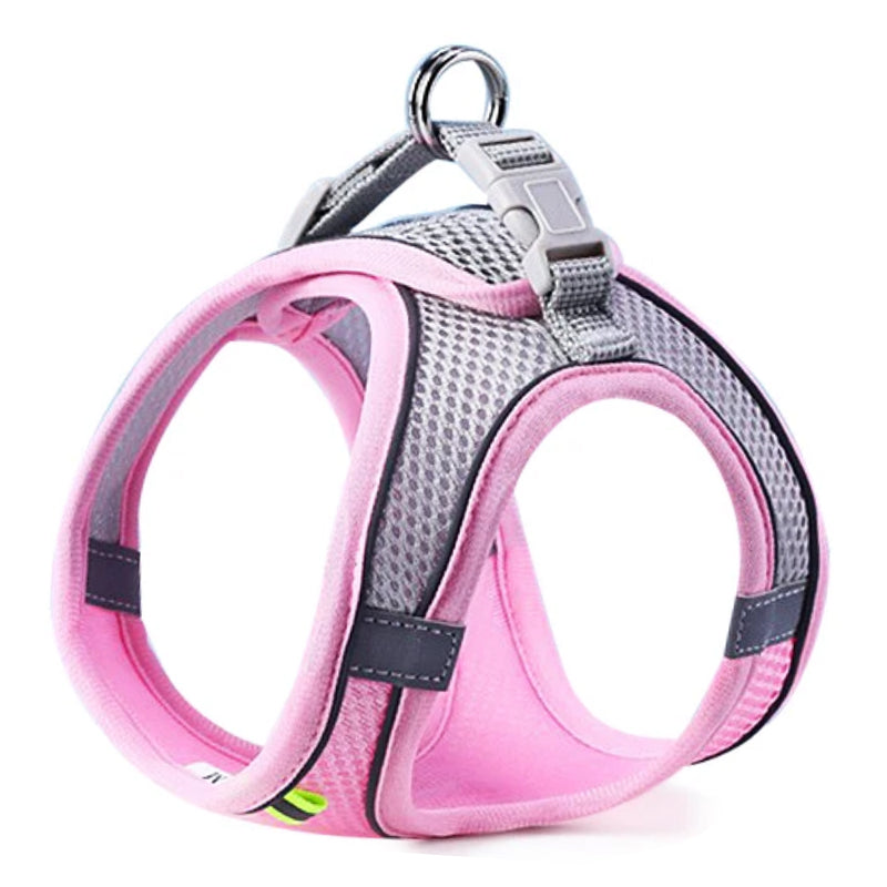harnais pour chien mesh respirant rose fond blanc