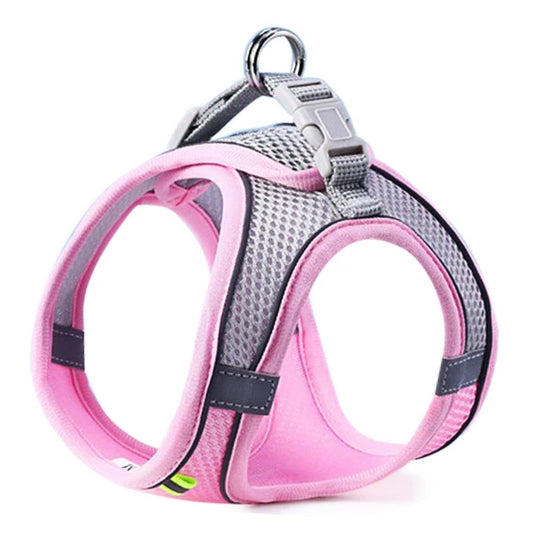 harnais pour chien mesh respirant rose fond blanc