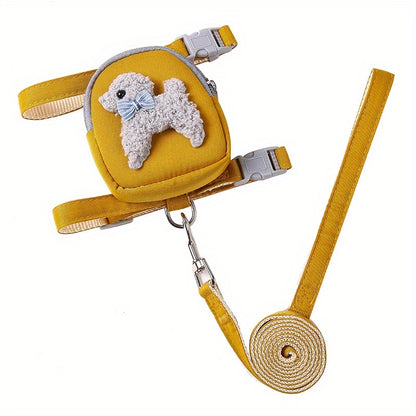 harnais pour chien sac a dos avec laisse jaune