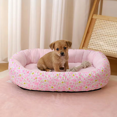 coussin pour chien floral rose chiot