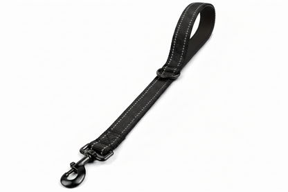laisse chien ajustable reflechissante noire fond blanc
