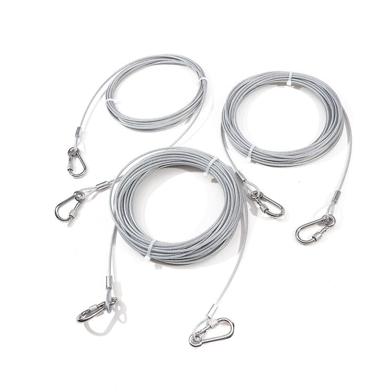 laisse chien cable acier gris