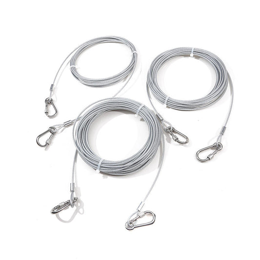 laisse chien cable acier gris