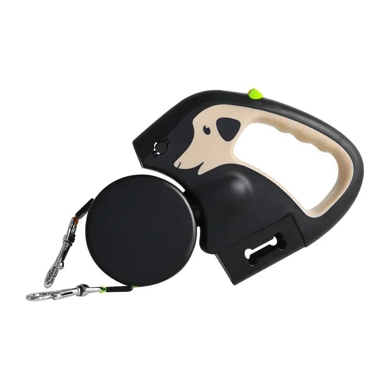 laisse double pour chien enrouleur beige fond blanc