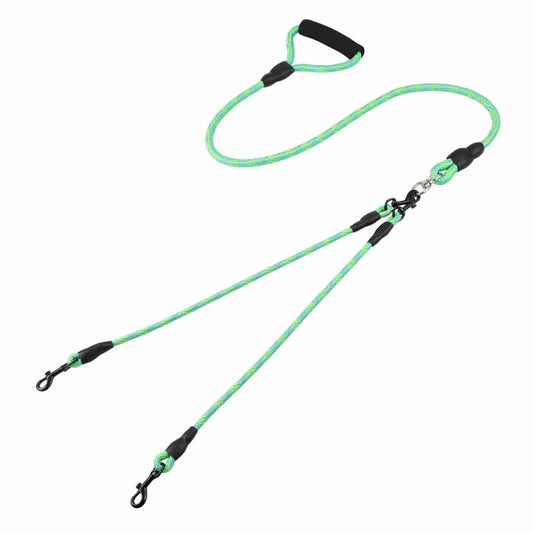 laisse double pour chien fond blanc vert