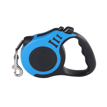 laisse pour chien enrouleur bleu fond blanc