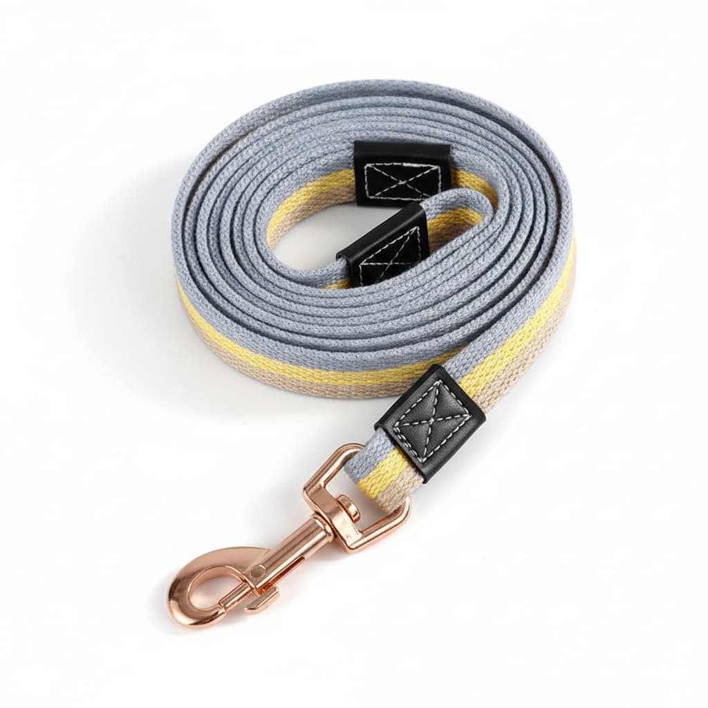 laisse pour chien longue robuste jaune fond blanc