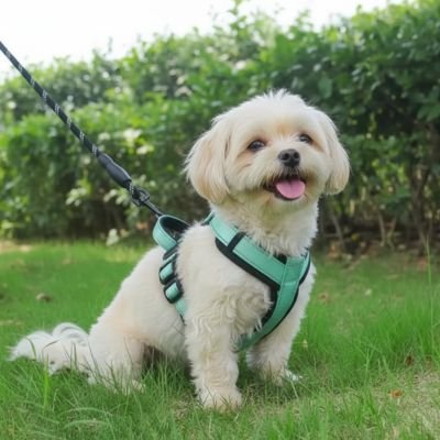 mal shi portant harnais pour-petit chien