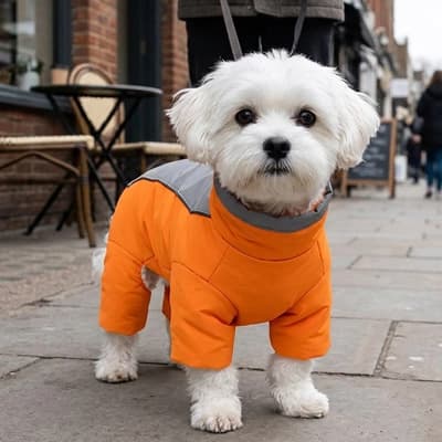 maltais rue manteau chien impermeable reflechissant orange