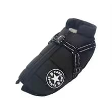 manteau chien impermeable harnais integre noir fond blanc
