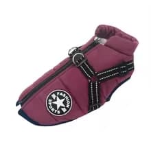 manteau chien impermeable harnais integre prune