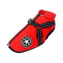 manteau chien impermeable harnais integre rouge