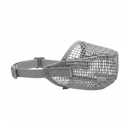 museliere chien maille respirante gris sangle reglable fond blanc