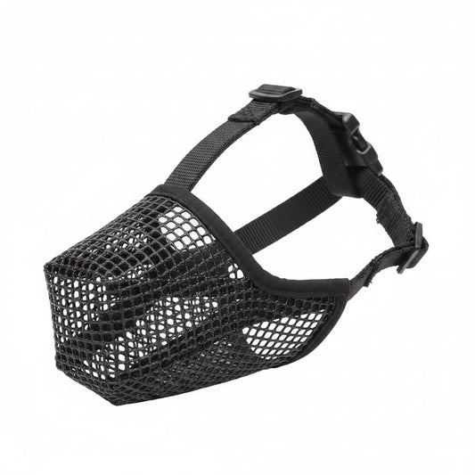 museliere chien maille respirante noir sangle reglable fond blanc