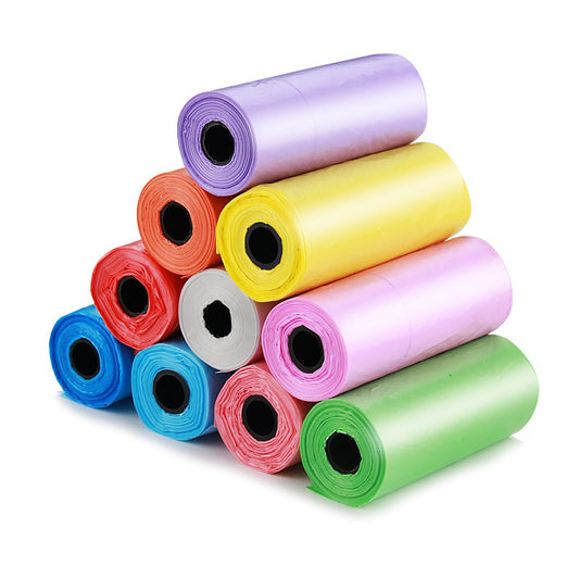 rouleaux sac a crotte chien colore assortiment fond blanc 10 couleurs