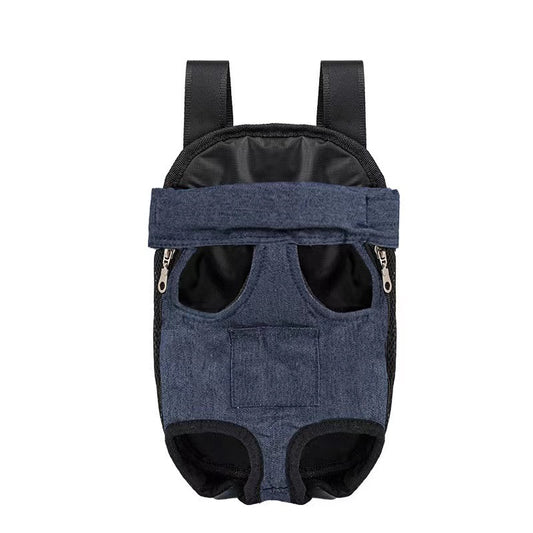 sac de transport chien nylon bleu marin fond blanc