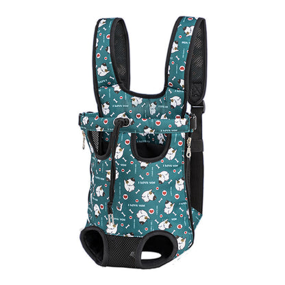 sac de transport chien porte devant vert imprime i love you fond blanc