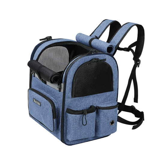 sac de transport pour chien sac a dos bleu fond blanc