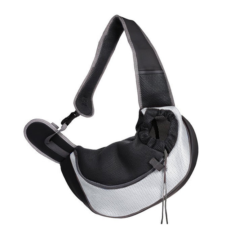 sac transport chien bandouliere argent fond blanc
