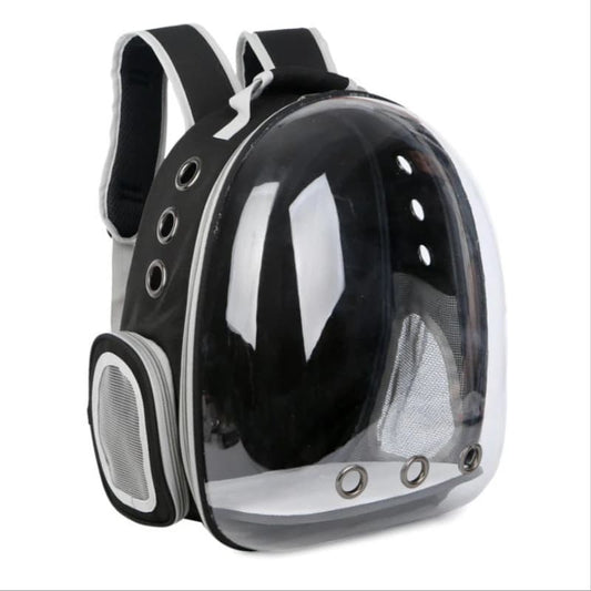 sac transport chien capsule bulle noir bretelles fond blanc