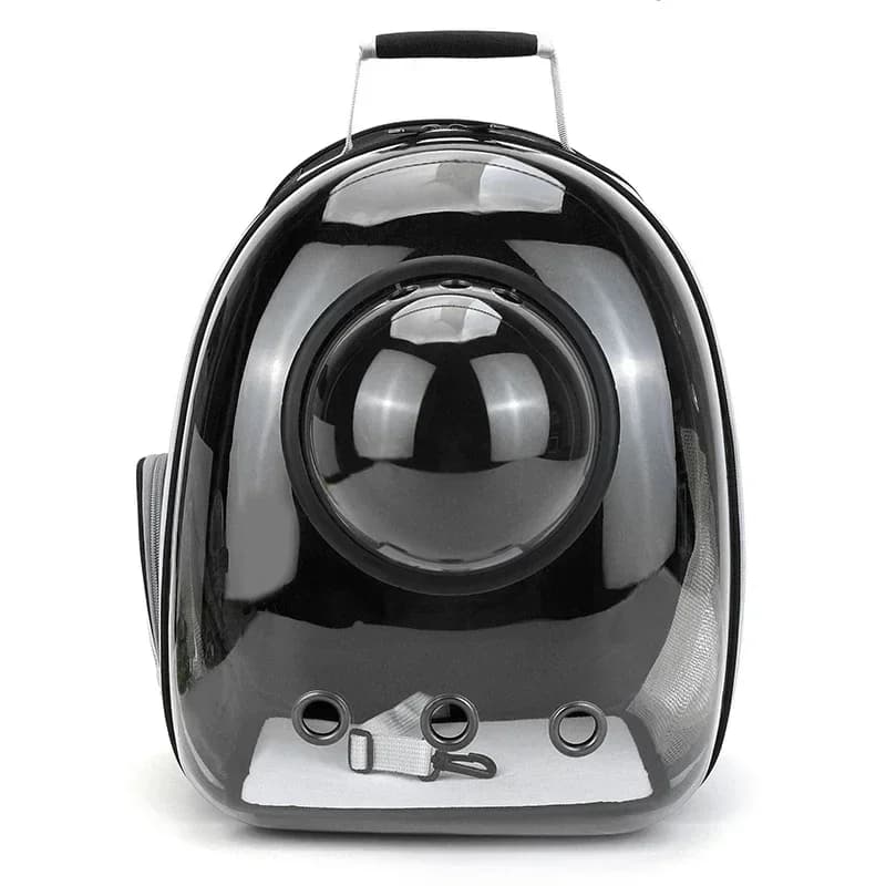 sac transport chien capsule bulle noir hublot fond blanc
