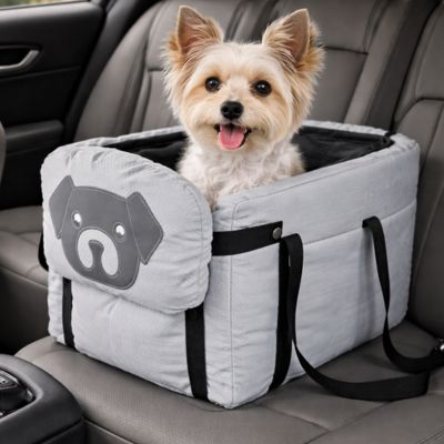 yorkshire langue sortie sac de transport pour chien voiture gris siege arriere motif ours